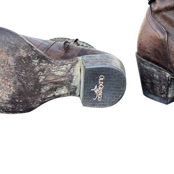 Old Gringo Mini Belinda Brown Leather Studded Ankle Boot Western Women Size 9 B - Picture 7 of 10